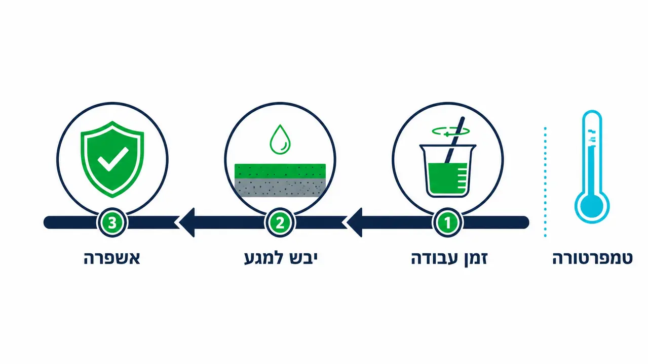 כמה זמן עד ייבוש למגע וכמה עד אשפרה מלאה