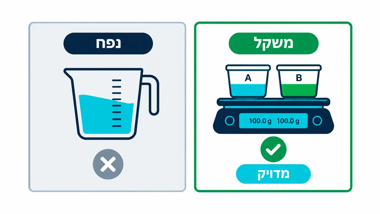 יחס ערבוב אפוקסי לפי משקל או לפי נפח, מה נכון?
