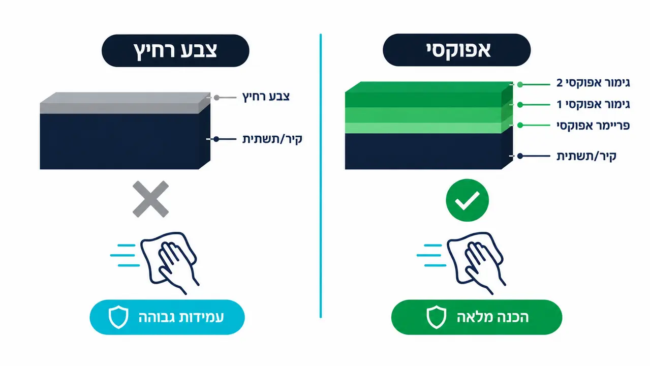 מה ההבדל בין צבע רחיץ לקיר לבין אפוקסי לקירות?