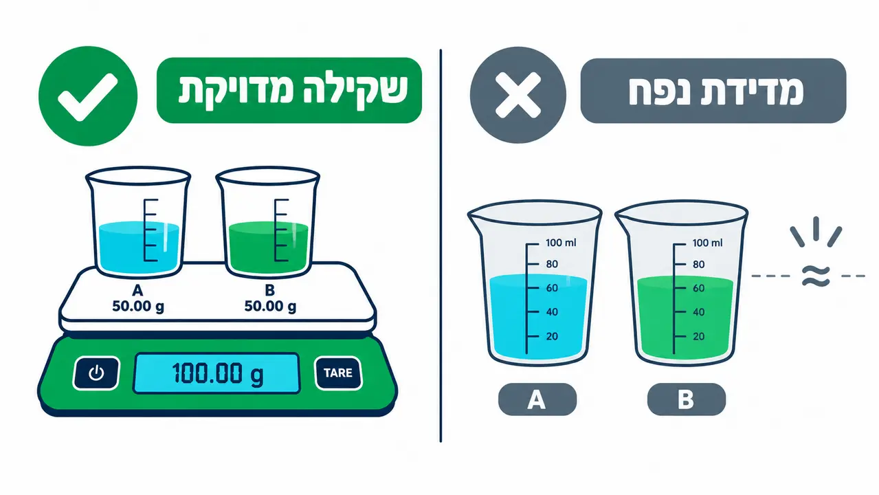 איך יודעים מה יחס ערבוב אפוקסי נכון ומה עדיף בין משקל לנפח?