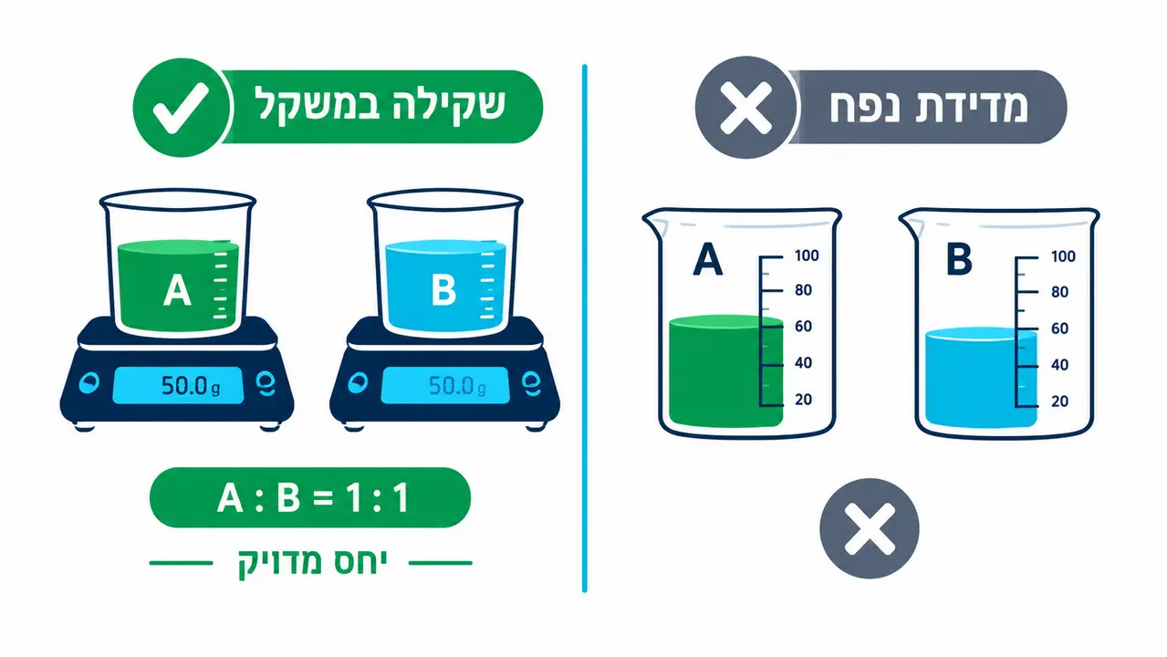 מאיפה לוקחים את יחס הערבוב הנכון לפי משקל או לפי נפח?